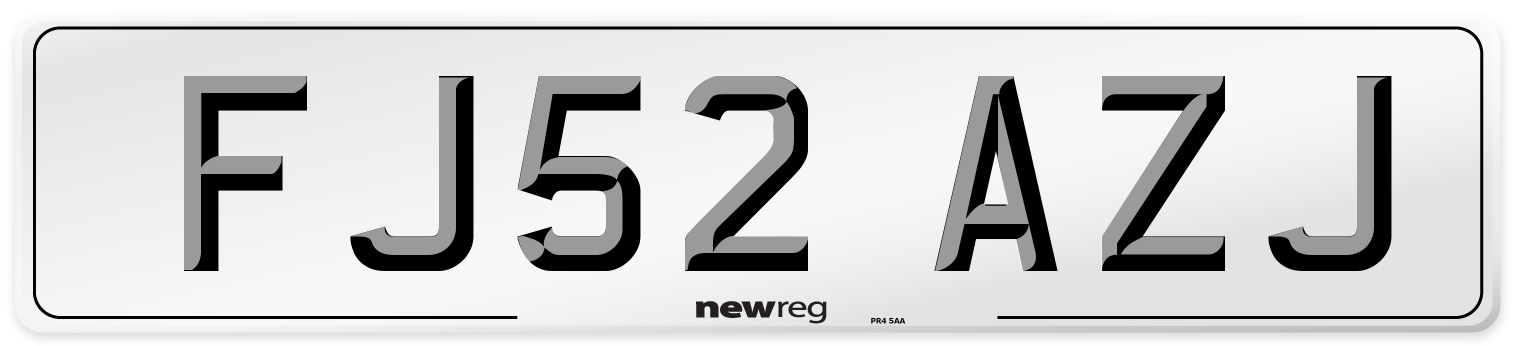 FJ52 AZJ Number Plate from New Reg